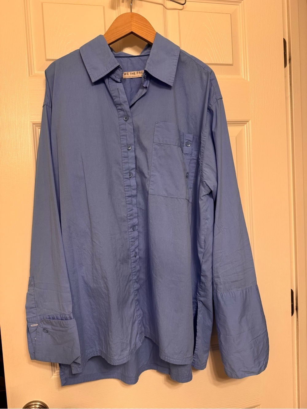 Free People Periwinkle Blue over sized Relaxed Button-Down Shirt